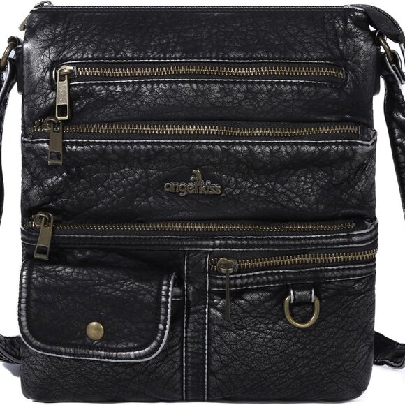 Women Small Crossbody Bag Leather Multi Pockets Hobo Purse for Daily Use - Picture 1 of 6